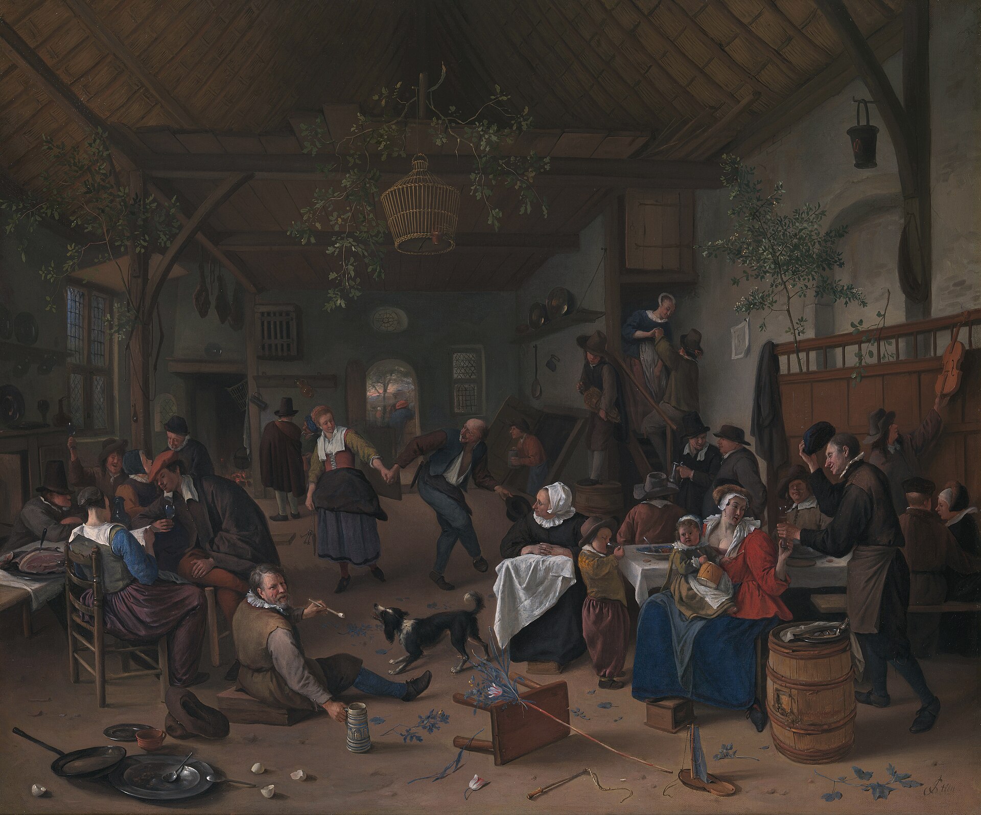 Imagem de referência de Divertimento numa taberna, descrito nos dados abertos como pintura de Jan Steen