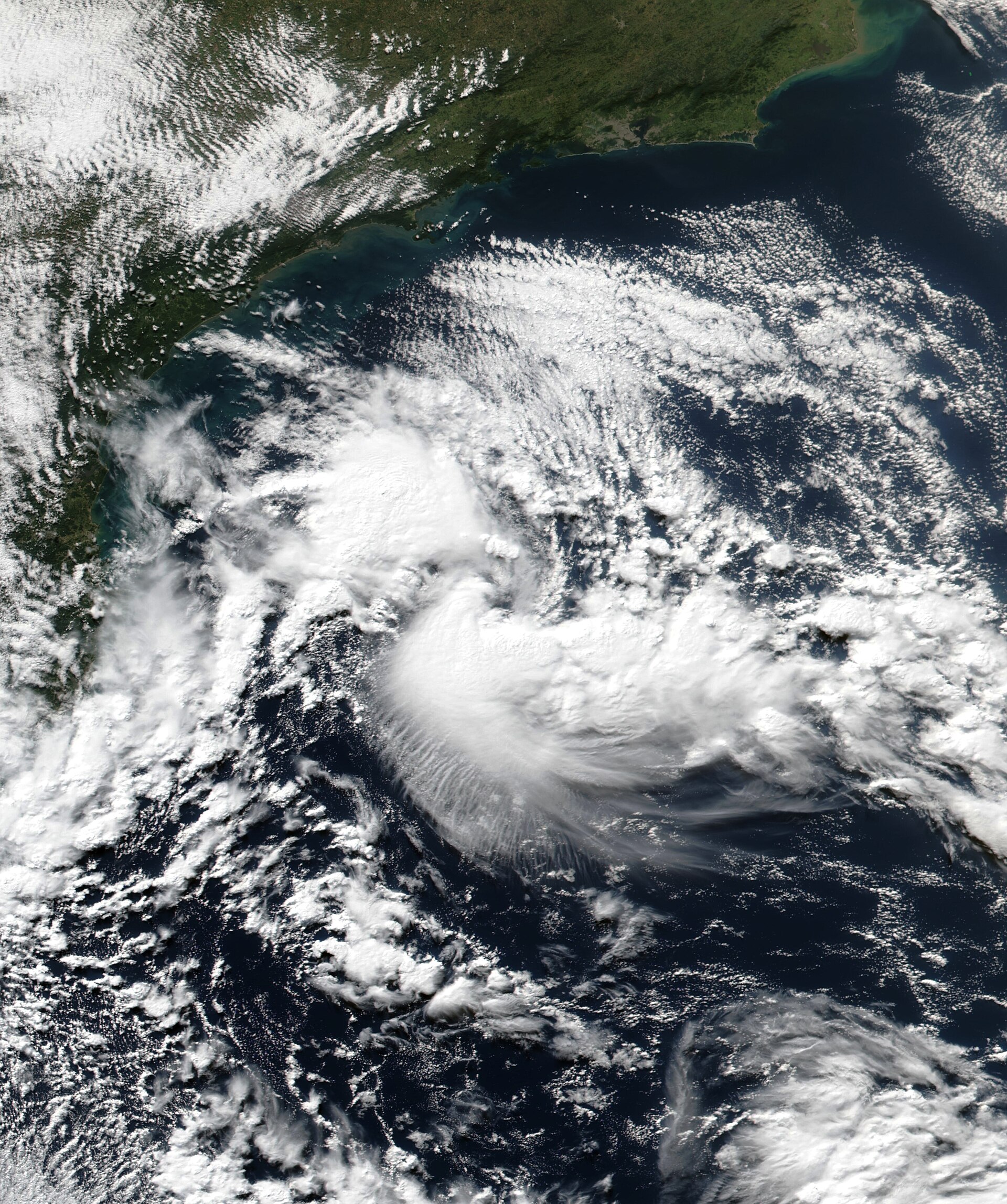 Imagem de referência de Tempestade subtropical Yakecan, descrito nos dados abertos como décima-sexta tempestade a se formar no Brasil desde o furacão Catarina de 2004