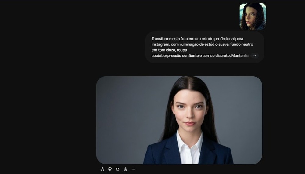 Foto transformada em um retrato profissional pelo Gemini — Foto: Diedrich Bader/TechTudo