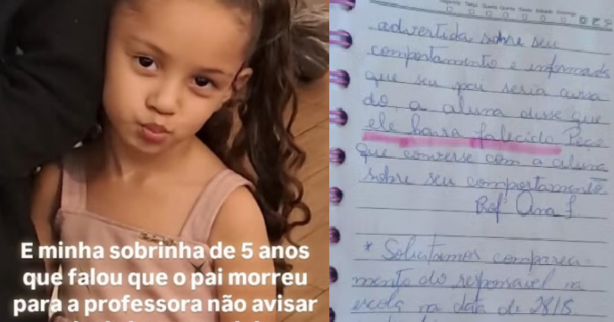Menina inventa morte do pai para evitar bronca da professora e viraliza na web