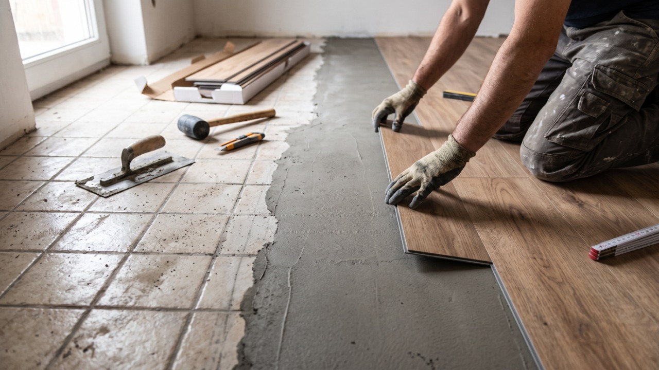 Instalador de piso que reforma apartamento há anos repete o mesmo alerta antes de aceitar o serviço: vinílico colado sobre cerâmica antiga só funciona se o rejunte for preenchido e a superfície regularizada, porque cada frisinho da cerâmica velha reaparece no piso novo em poucos meses e ninguém devolve o dinheiro