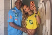 Endrick e a esposa, Gabriely Miranda, que está grávida do 1º filho do jogador
