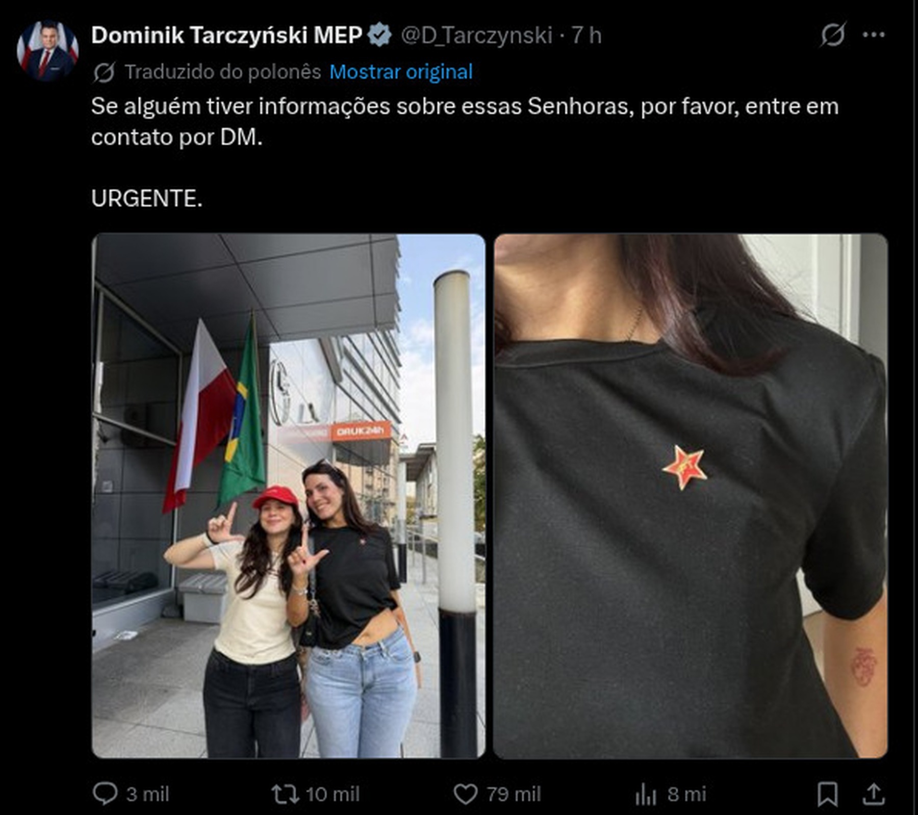 Deputado polonês aliado de Flávio "caça" brasileiras na web por apoio ao PT