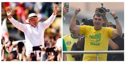 Lula e Flávio Bolsonaro estão empatados tecnicamente em possível cenário de segundo turno, de acordo com nova rodada da pesquisa BTG/Nexus Foto: Wilton Junior/Estadão e Pedro Kirilos/Estadão / Estadão