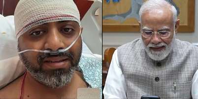 O primeiro-ministro da Índia, Narendra Modi (à direita), em uma chamada de vídeo com o piloto da flydubai Smit Machchhar Foto: NARENDRA MODI YOUTUBE CHANNEL / AFP / Estadão